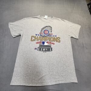 Chicago Cubs Shirt Mens L Gray 2016 Champions MLB World Series